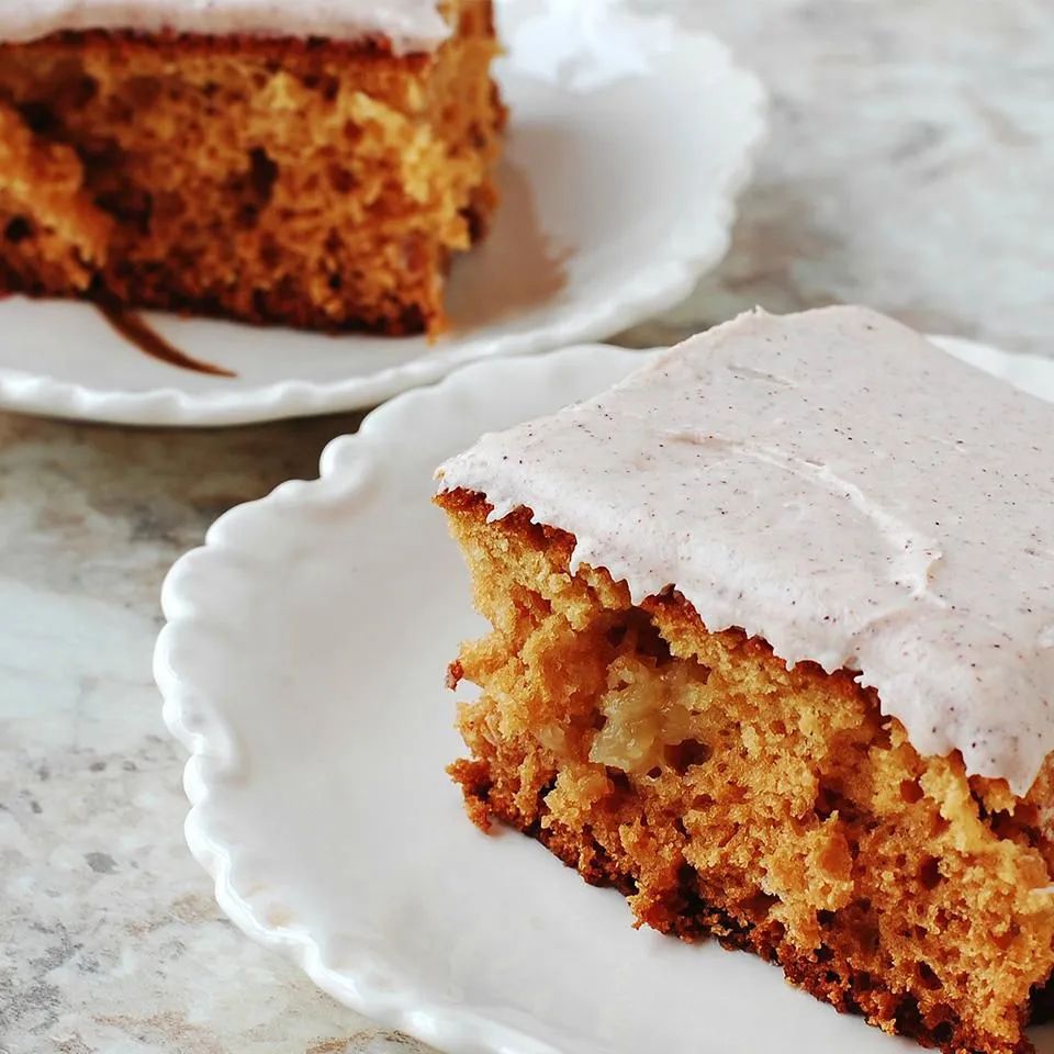 Pear Cake with Cinnamon Buttercream Frosting