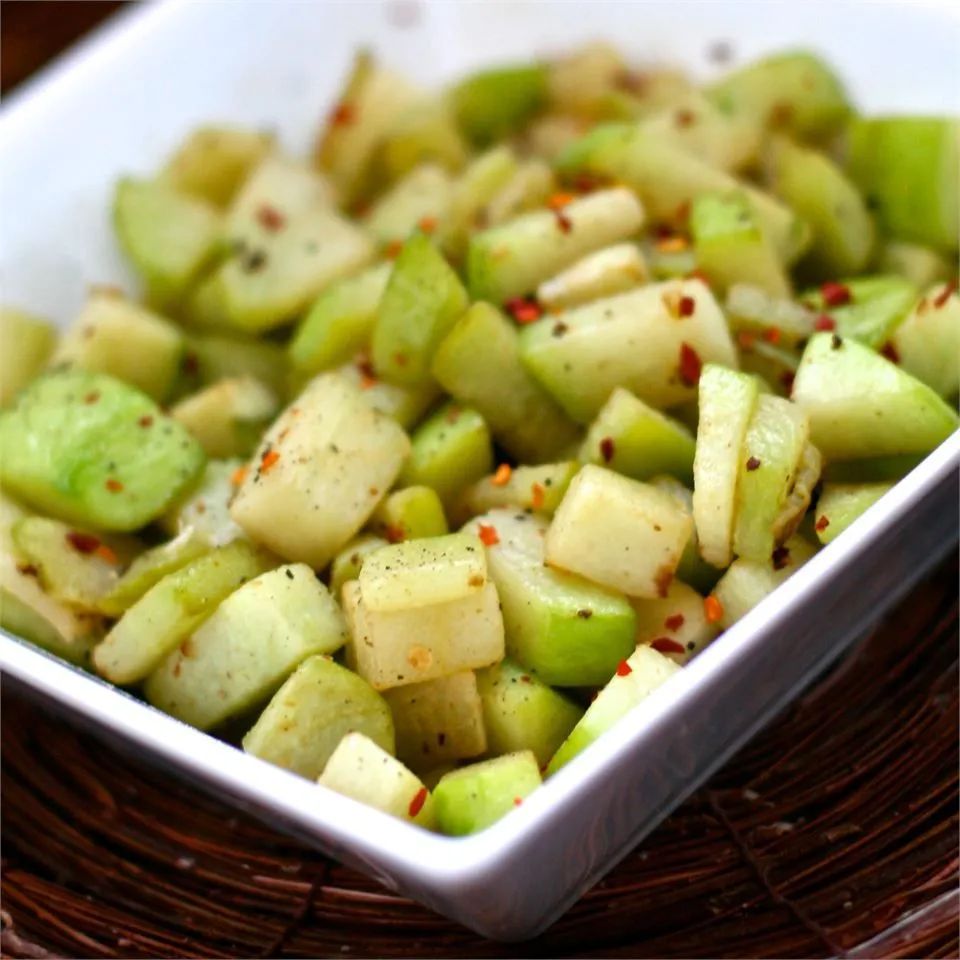 Chayote Squash With Red Peppers and Ginger