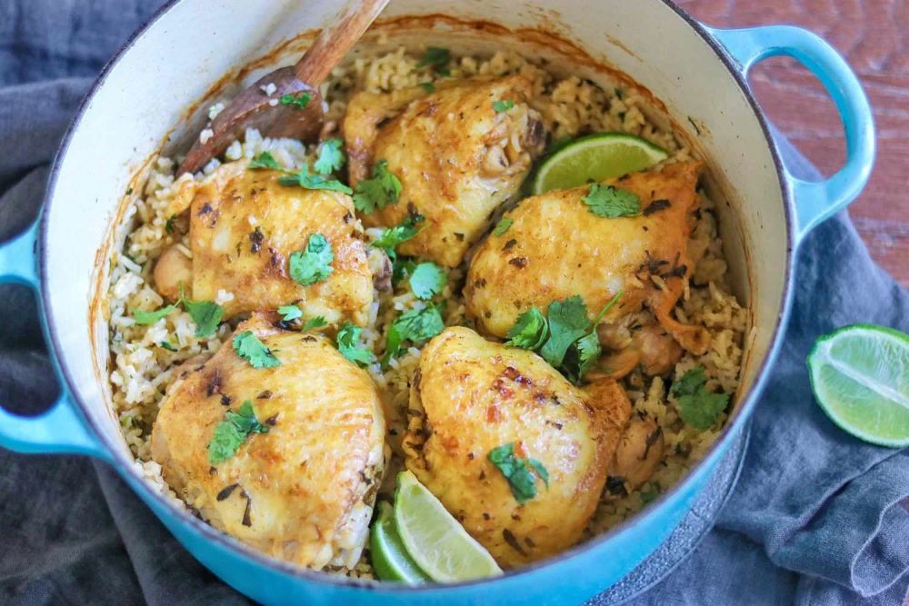 One-Pot Cilantro Lime Chicken Thighs and Rice