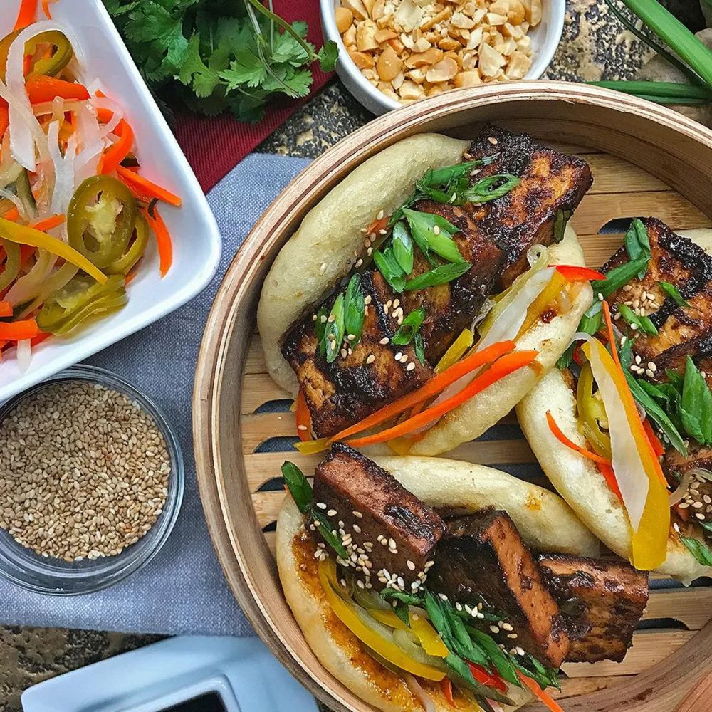 Vegan Tofu Bao Buns With Pickled Vegetables