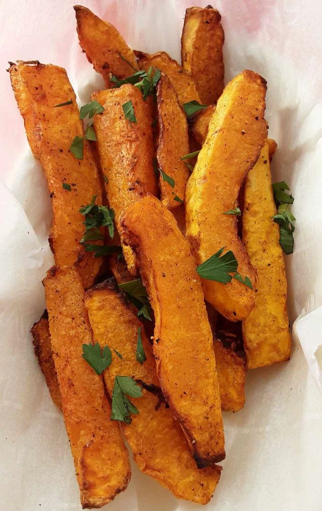 Sweet and Spicy Air Fryer Butternut Squash Fries