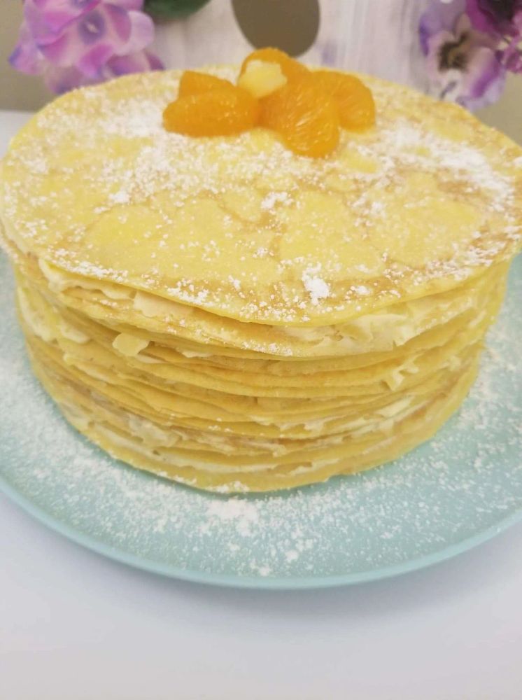 Pineapple Cream-Filled Crepe Cake