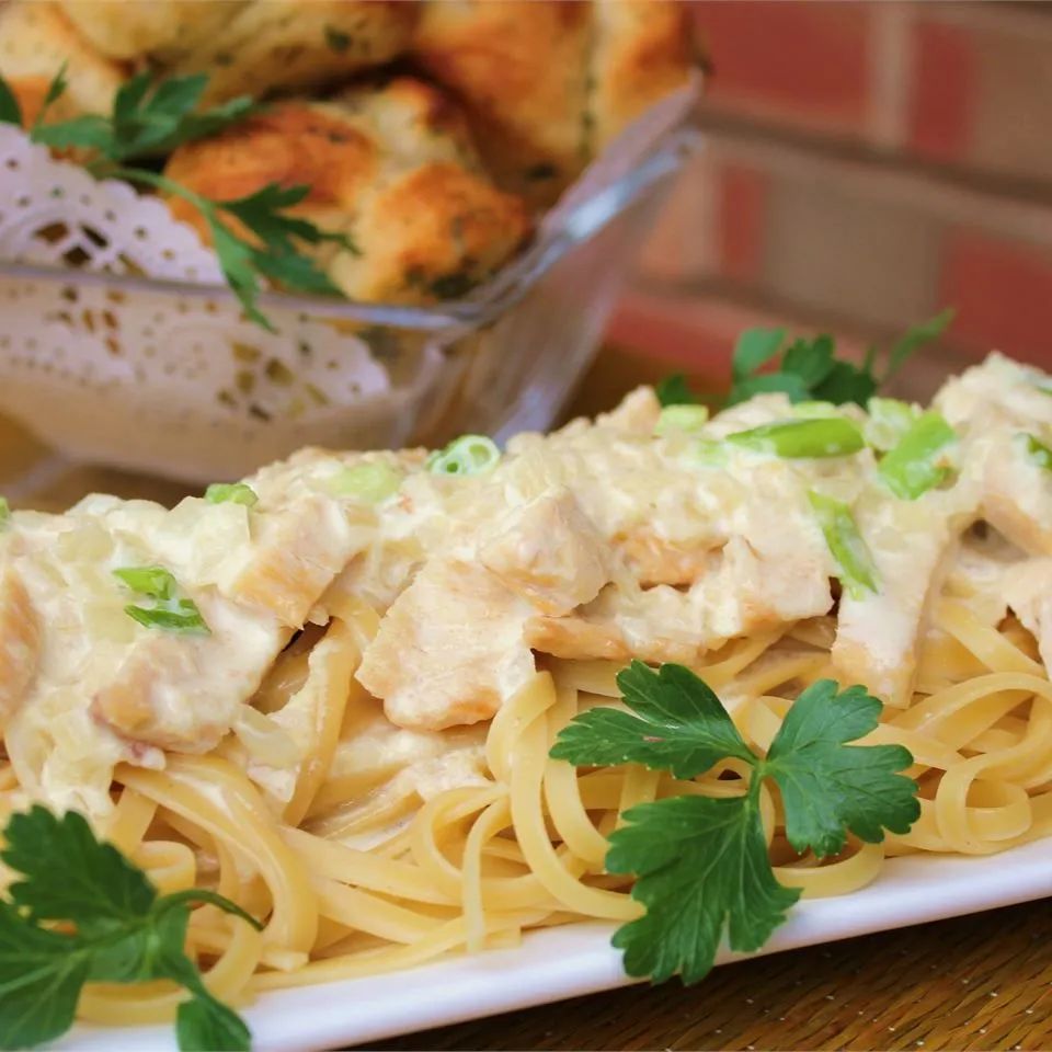 Creamy Chicken on Linguine