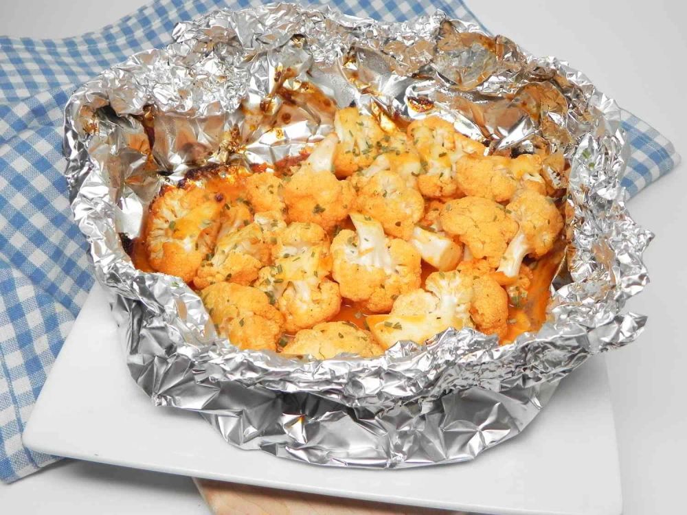 Grilled Buffalo Cauliflower in Foil