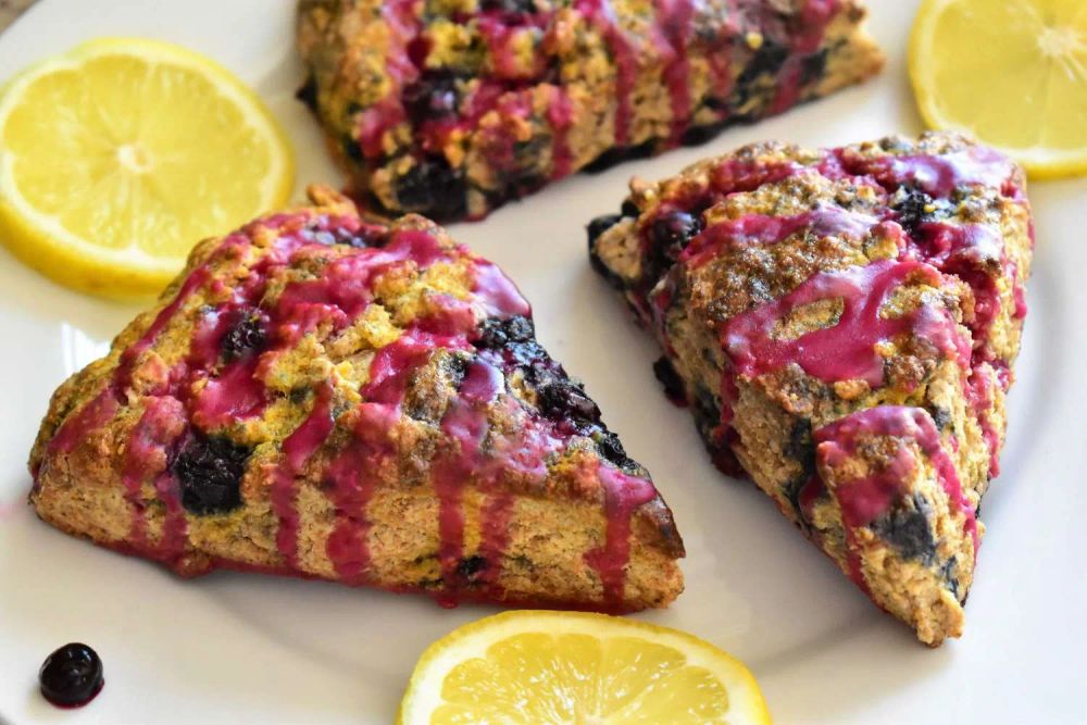 Lemon-Blueberry Scones with Blueberry Glaze