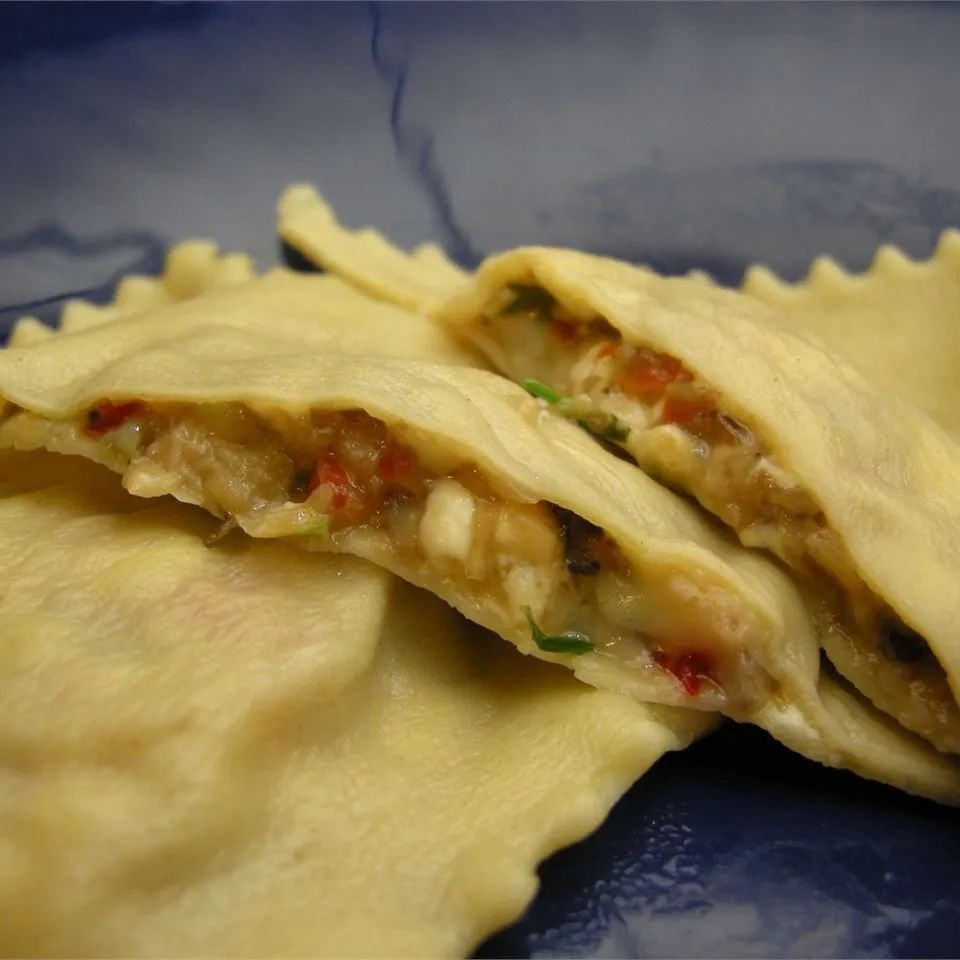 Mushroom and Spinach Ravioli with Chive Butter Sauce