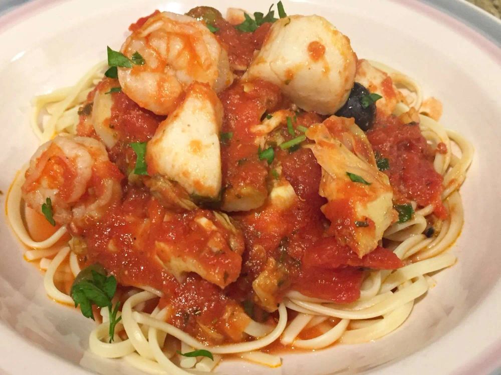 Shrimp, Clams, and Scallops Pasta