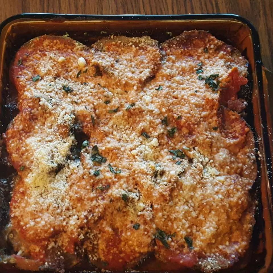 Eggplant Parmesan with Fresh Basil and Smoked Mozzarella