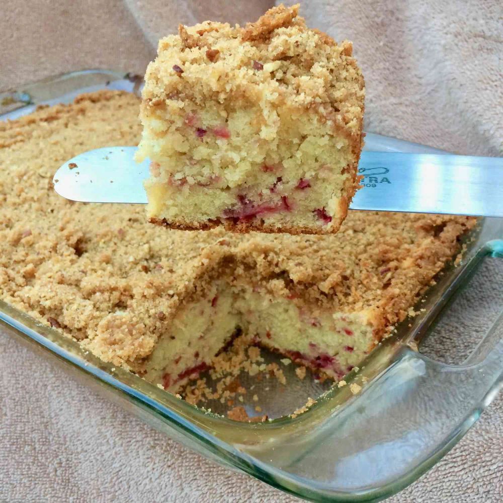 Cranberry Sour Cream Coffee Cake with Pecan Crumb Topping