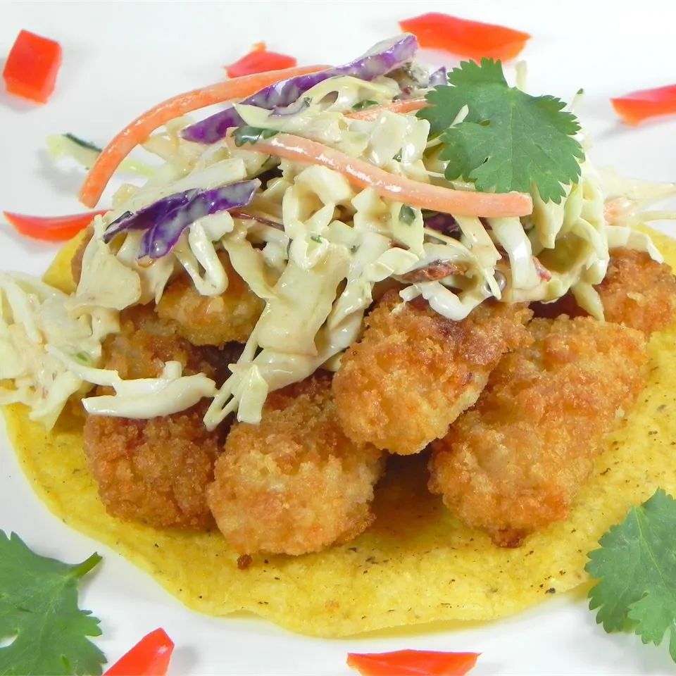 Fish Tacos with Honey-Cumin Cilantro Slaw and Chipotle Mayo