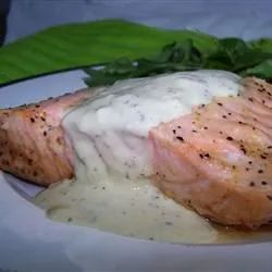 Grilled Salmon Fillets with a Lemon, Tarragon, and Garlic Sauce