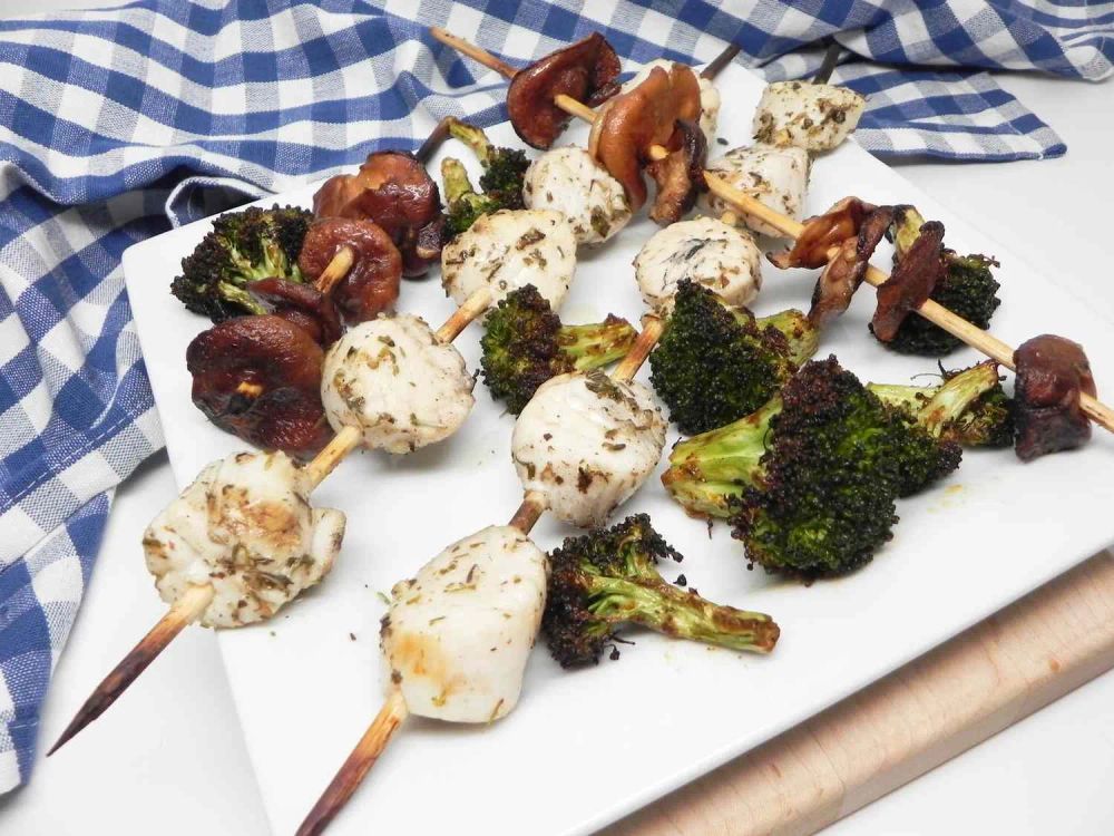 Grilled Sea Scallop and Shiitake Skewers