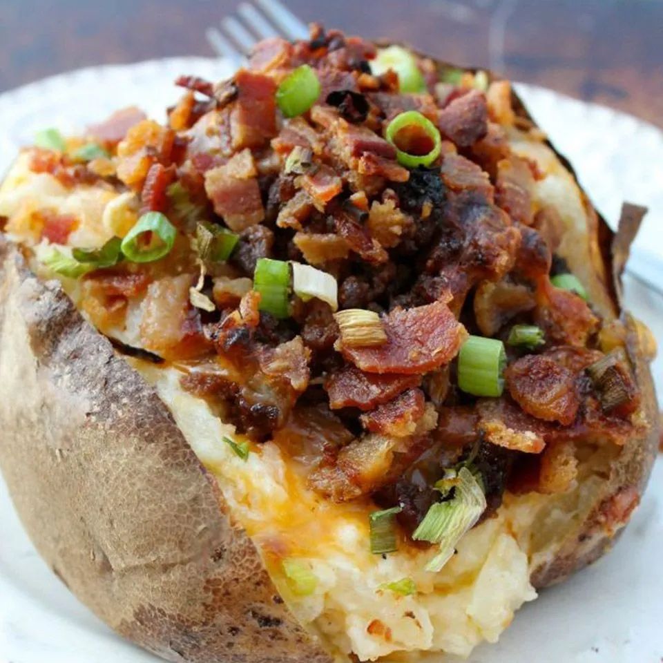 Bacon Cheese Burger Twice-Baked Idaho Potatoes