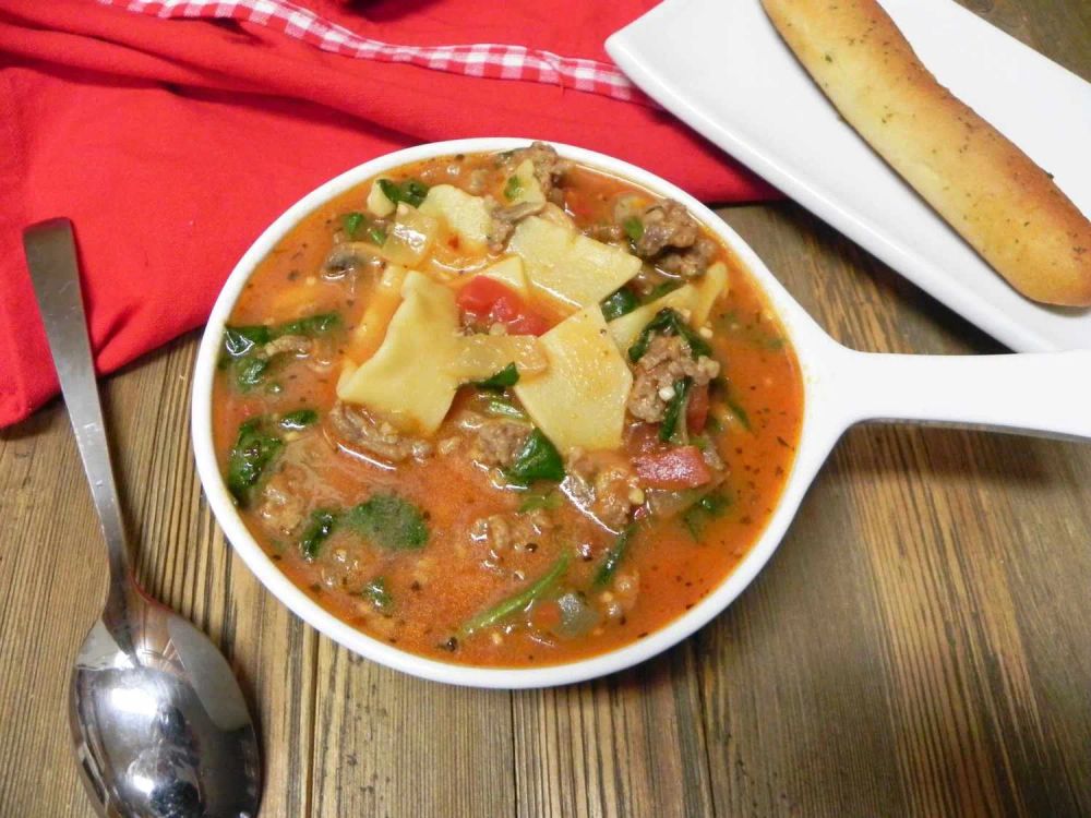 Cheesy Sausage Lasagna Soup