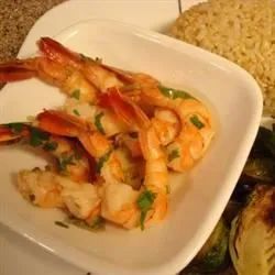 Lemon Garlic Shrimp with Roasted Brussels Sprouts and Brown Rice