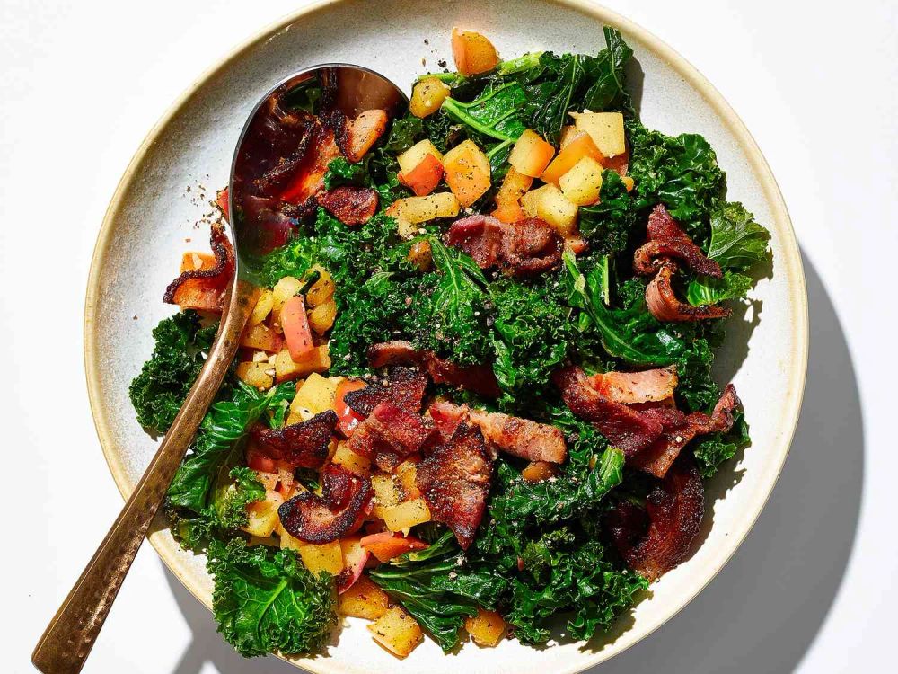 Bacon-Wilted Kale with Apples