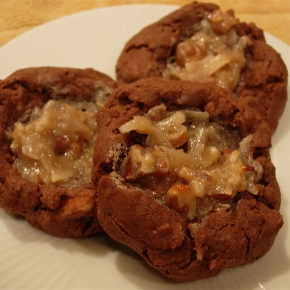 German Chocolate Thumbprint Cookies