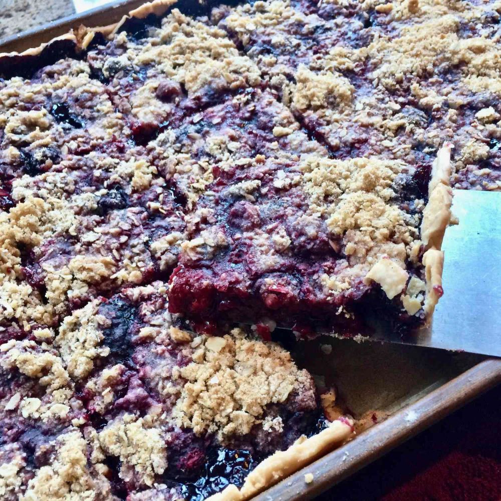 Easy Three-Berry Crumble Slab Pie