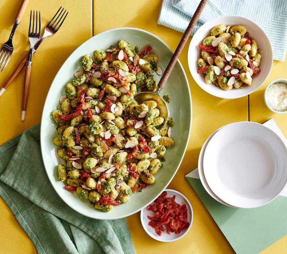 Cauliflower Gnocchi with Pesto and Sun Dried Tomatoes