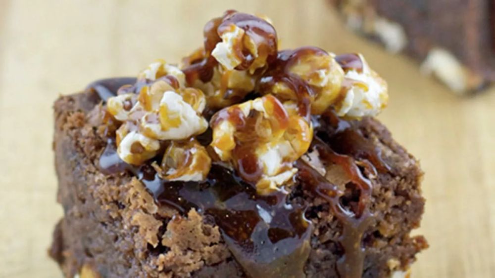 Caramel Popcorn Brownies