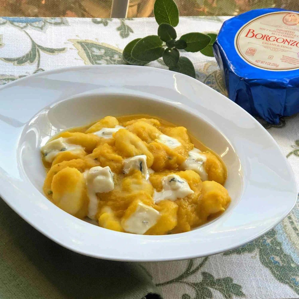 Gnocchi with Cream of Acorn Squash and Borgonzola Cheese