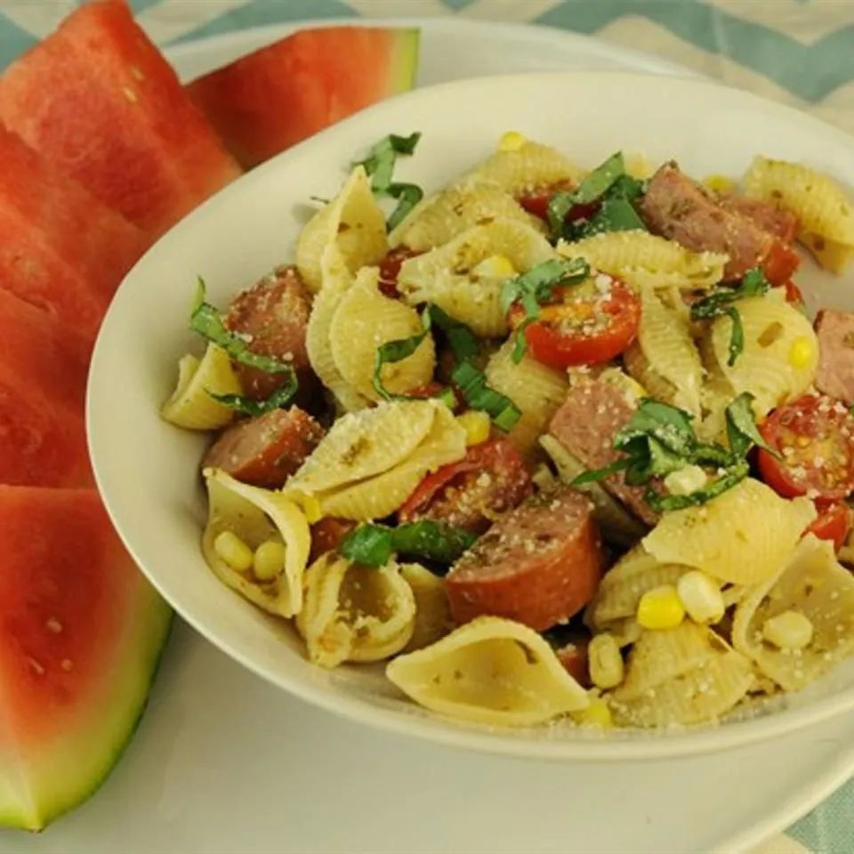 Conchiglie Pasta with Sweet Corn and Cherry Tomatoes