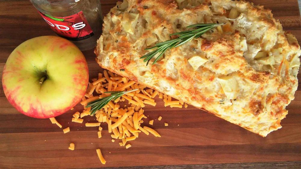 Apple, Cheddar, and Rosemary Beer Bread