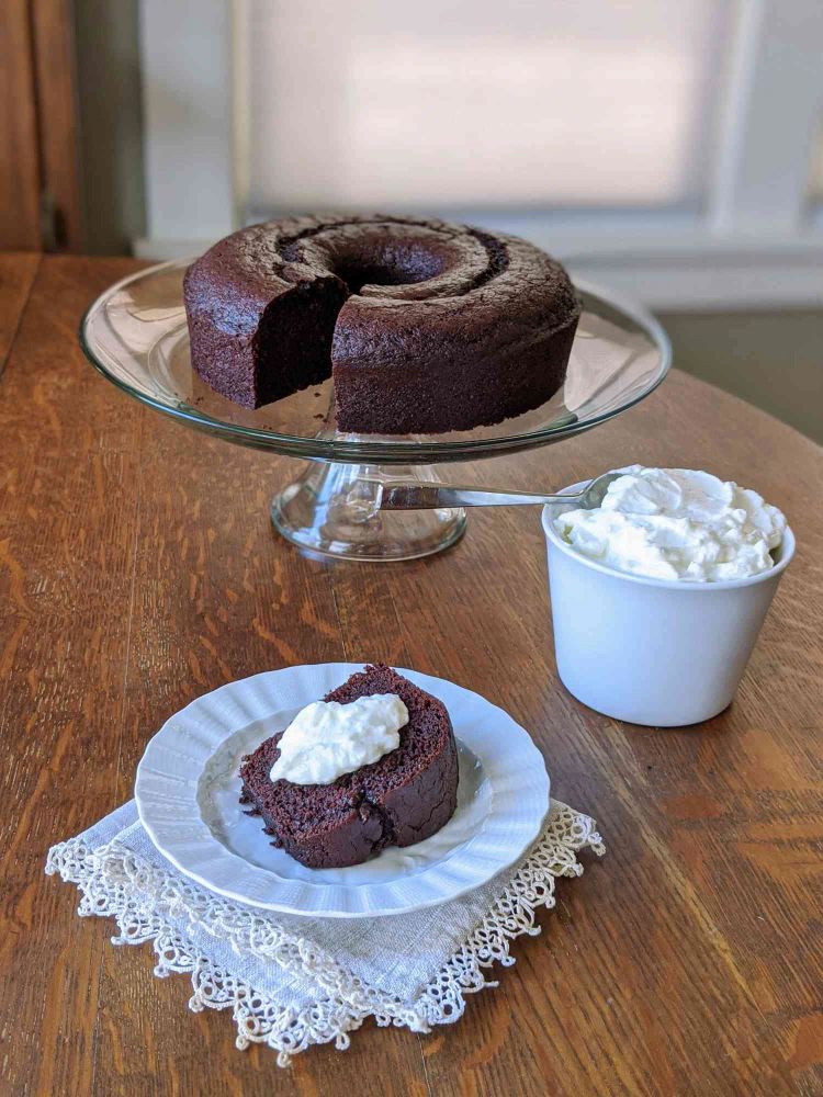 Chocolate Guinness Bundt Cake with Whiskey Whipped Cream