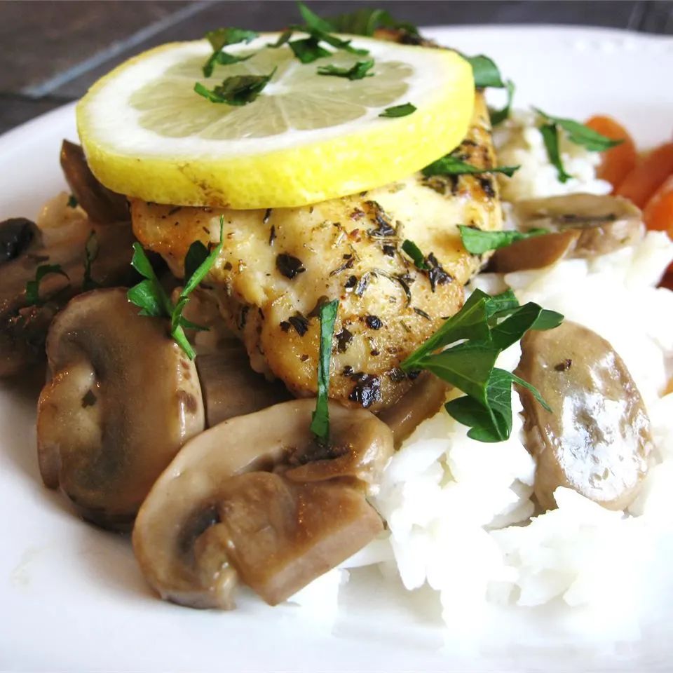 Baked Lemon Chicken with Mushroom Sauce