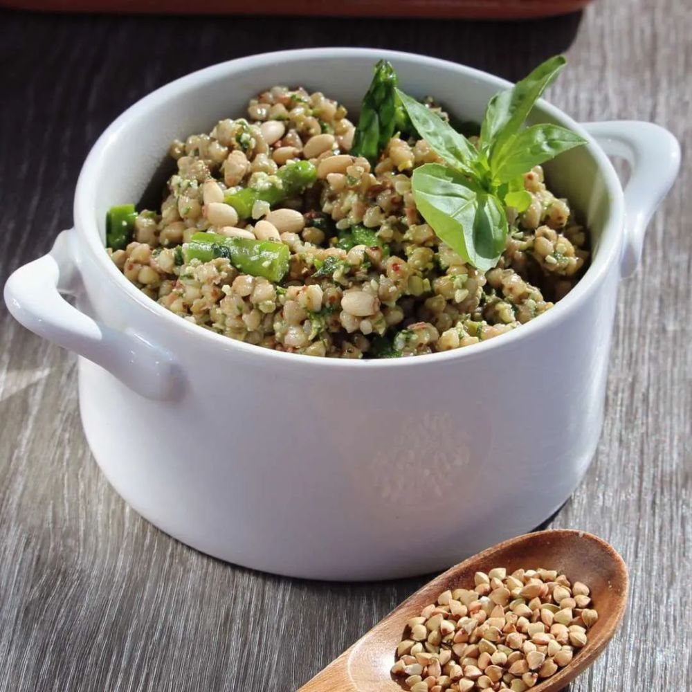 Gluten-Free Buckwheat, Asparagus, and Pesto Salad