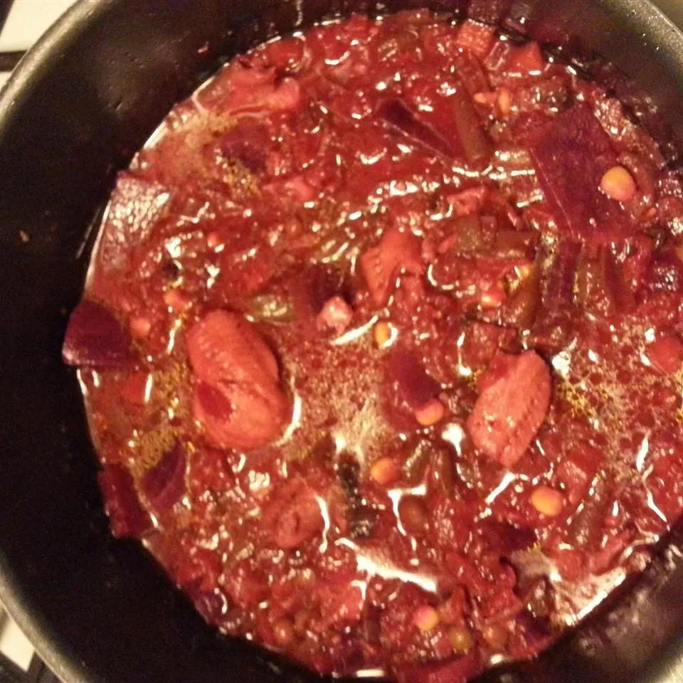 Roasted Beet, Crab and Vegetable Soup