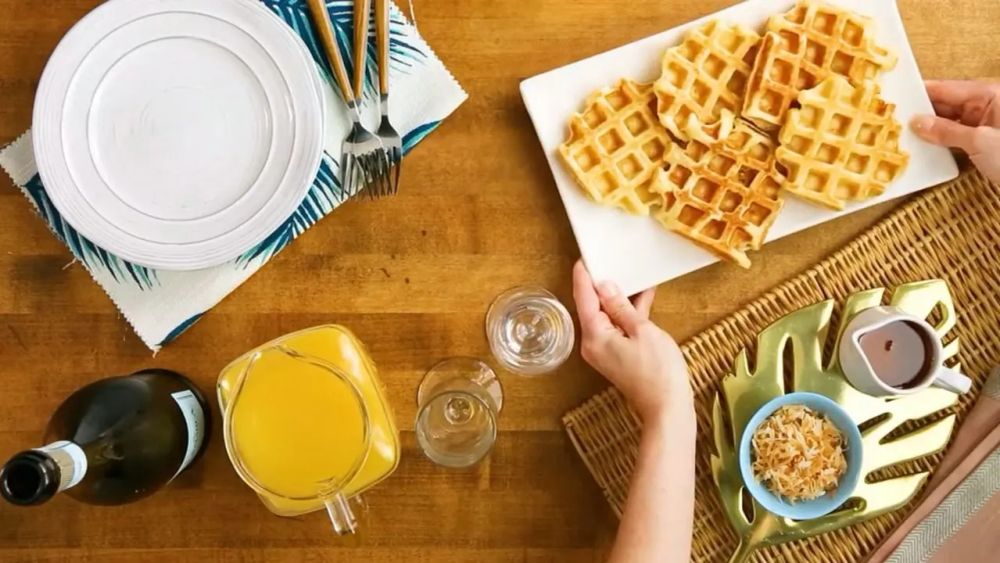 Hawaiian Waffles with Pineapple and Coconut