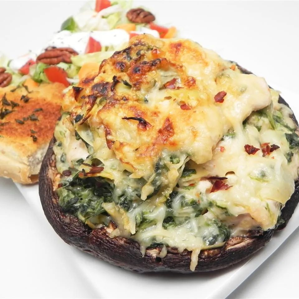 Chicken, Artichoke, and Spinach-Stuffed Portobellos