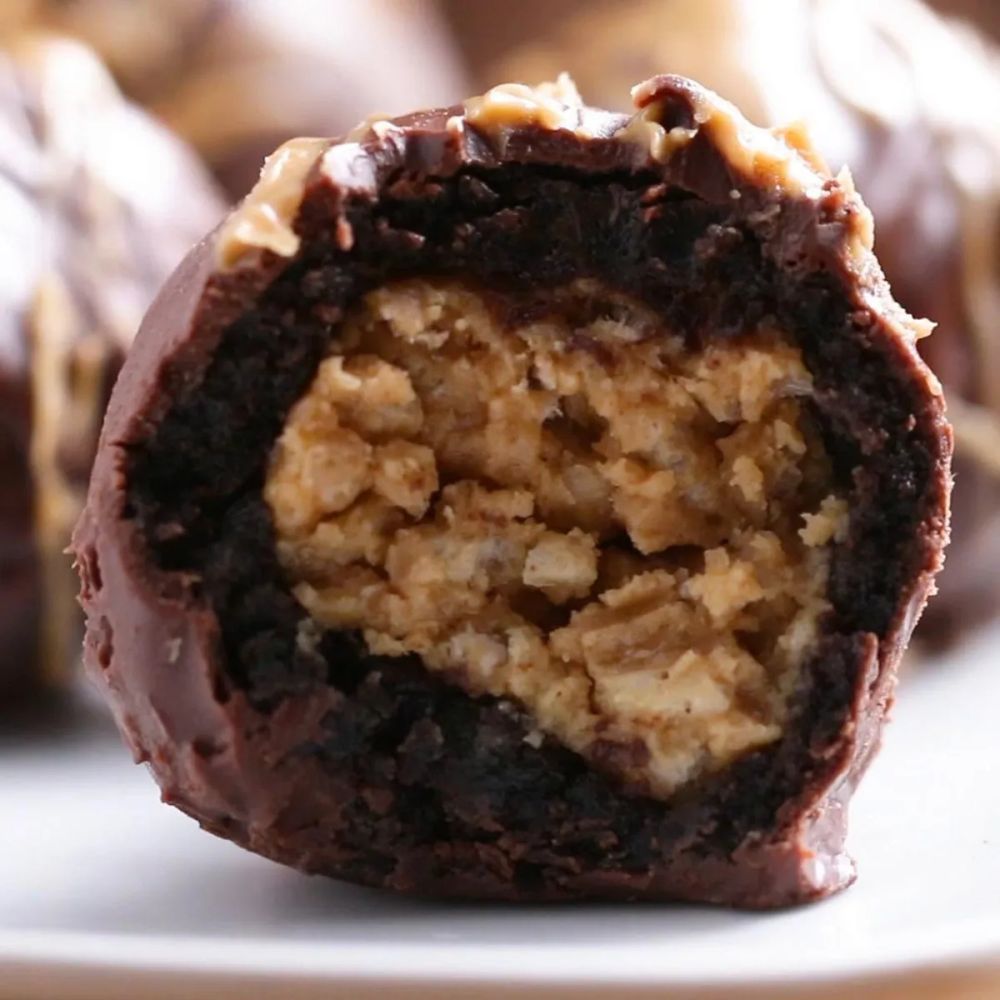 Peanut Butter Stuffed Brownie Truffles