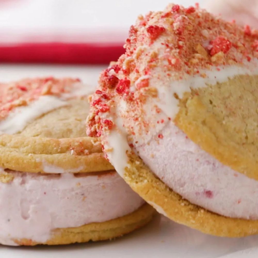 Strawberry Shortcake Ice Cream Sandwiches