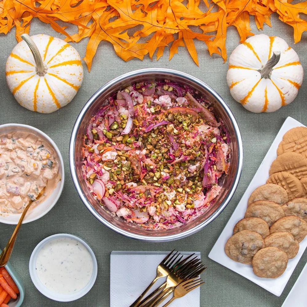 Rainbow Fall Slaw With Tahini Poppy Seed Dressing