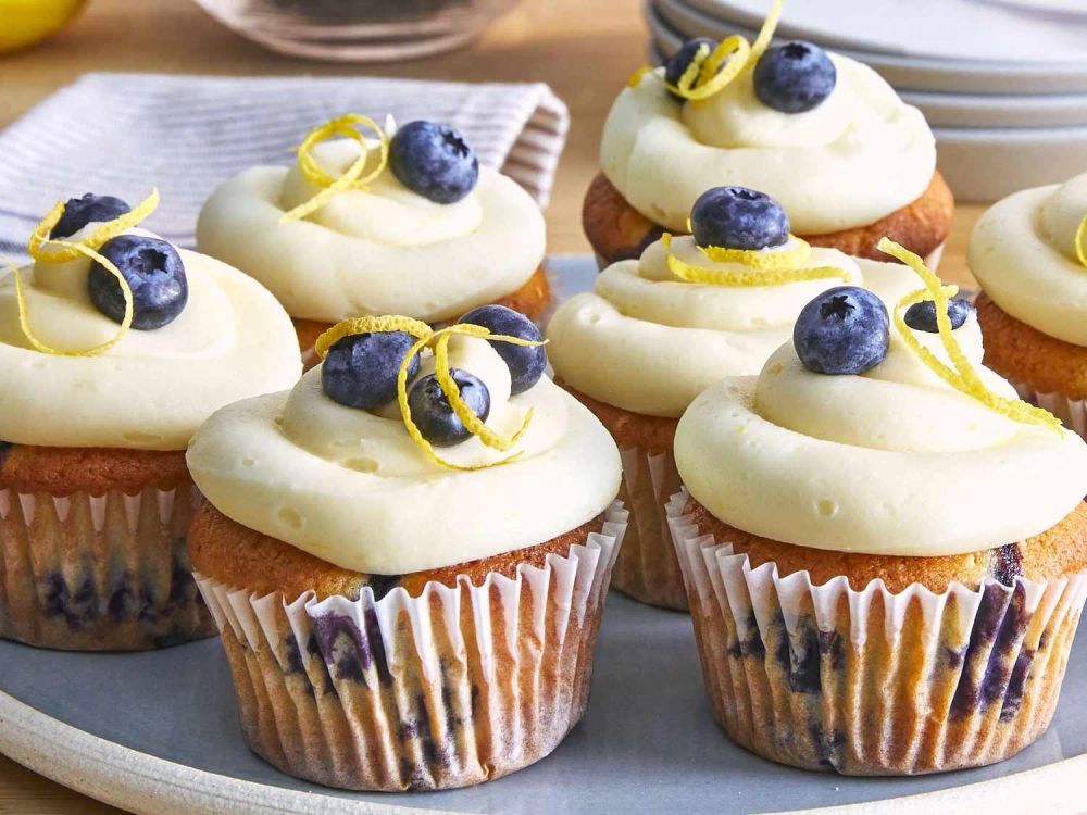 Blueberry Cupcakes with Lemon Cream Cheese Frosting