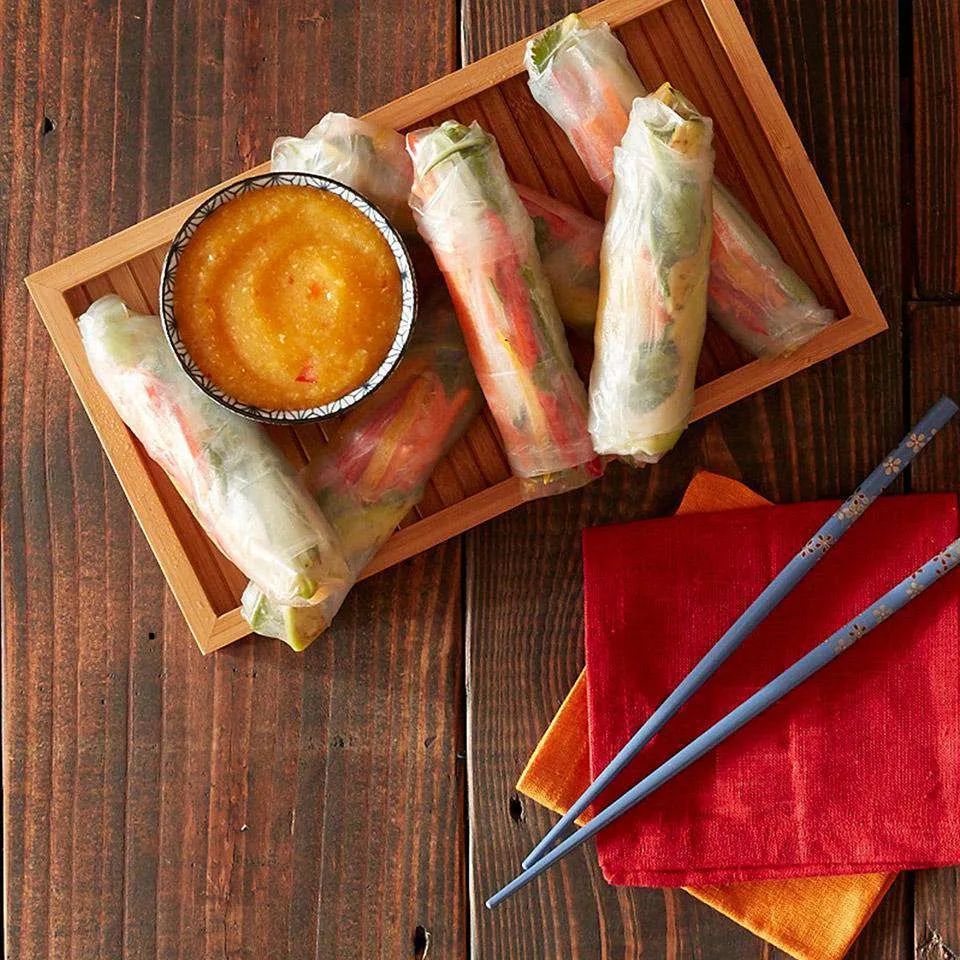 Veggie Spring Rolls with Thai Mango Dipping Sauce