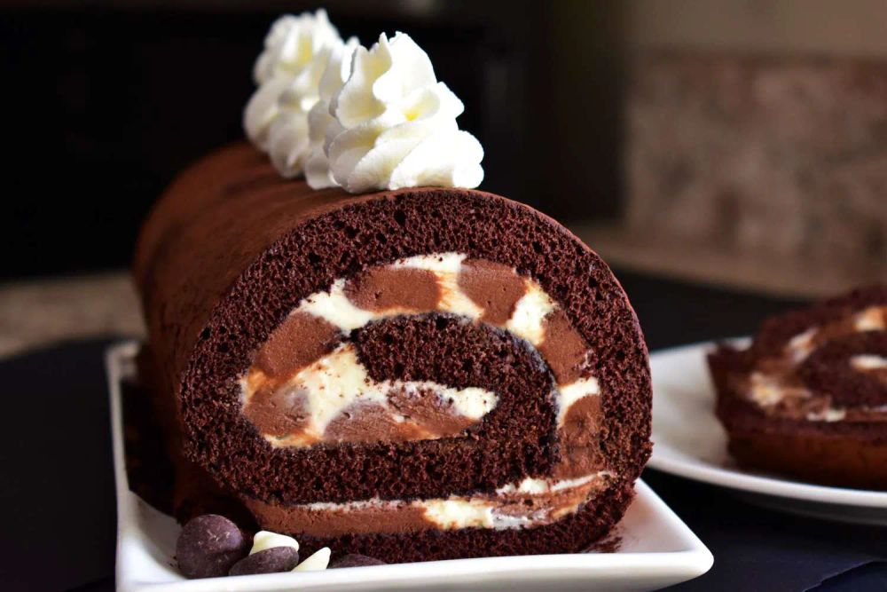 Triple Chocolate Roll Cake