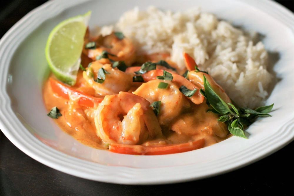 Red Coconut Curry with Shrimp