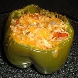 Peppers Stuffed with Grilled Chicken and Rice