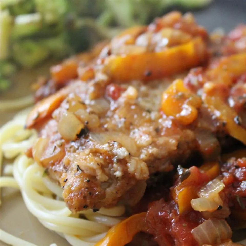 Veal Scallopini in a Sweet Red Pepper Sauce