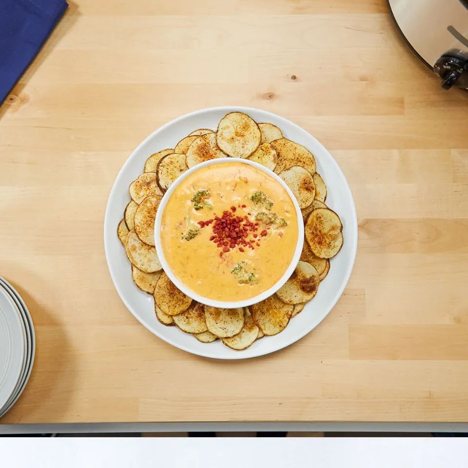 Broccoli-Cheese Dip with Potato Dippers