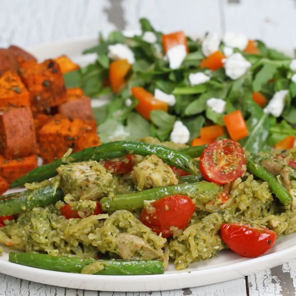 Pesto Chicken Spaghetti Squash