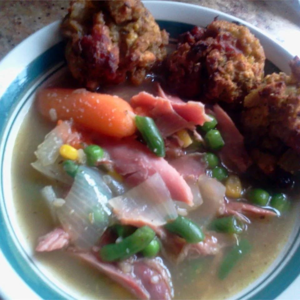 Turkey Soup with Dressing Dumplings