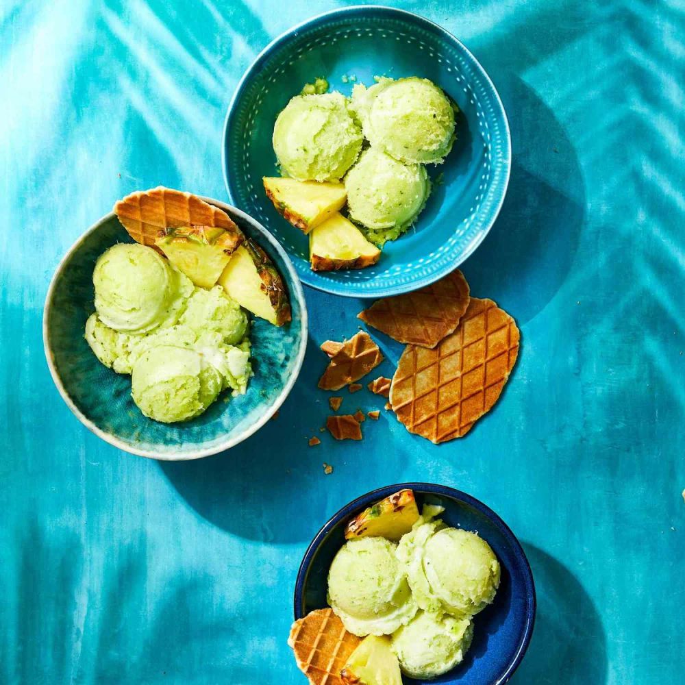 Pineapple and Basil Sorbet