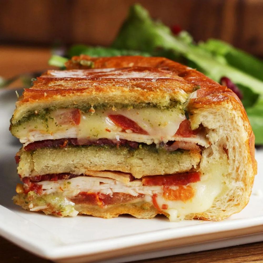 12 Layer Turkey Pesto Panini Bread Bowl