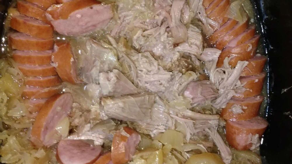 Pork Roast with Apples, Beer, and Sauerkraut