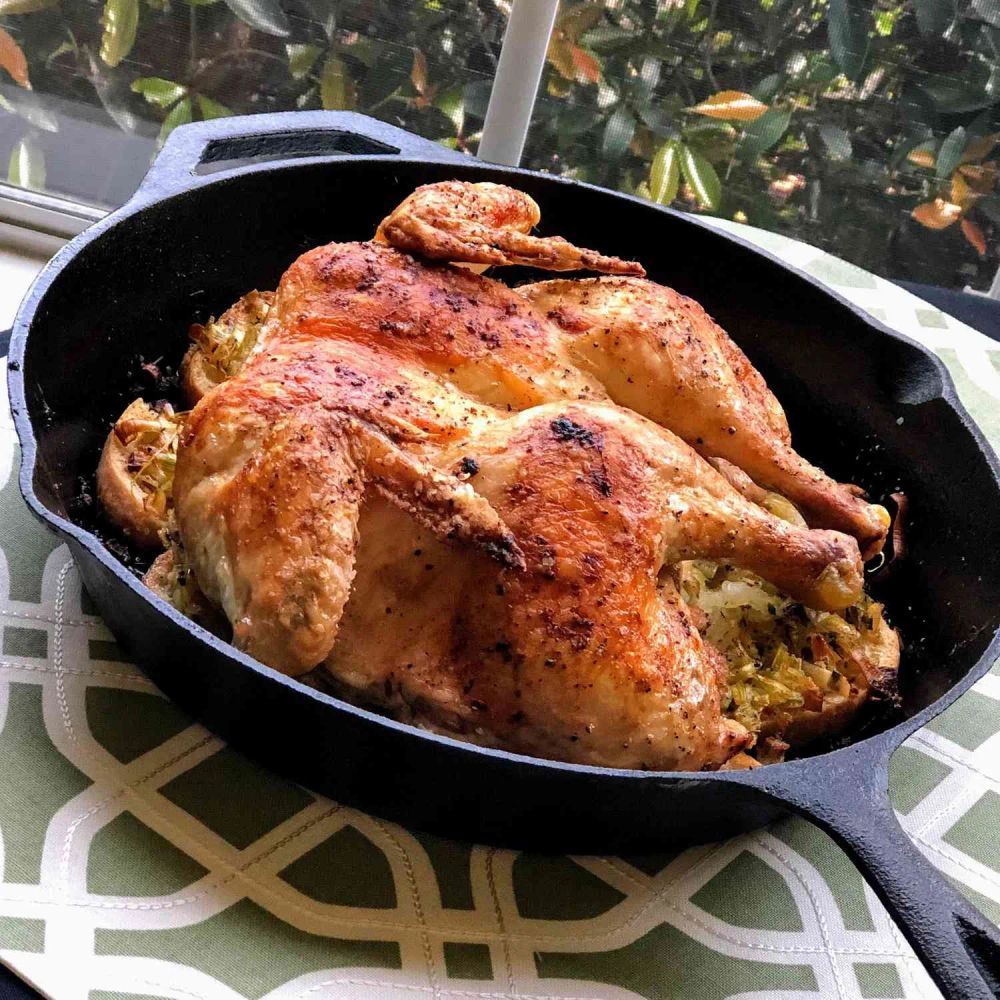 Roast Chicken with Skillet Stuffing