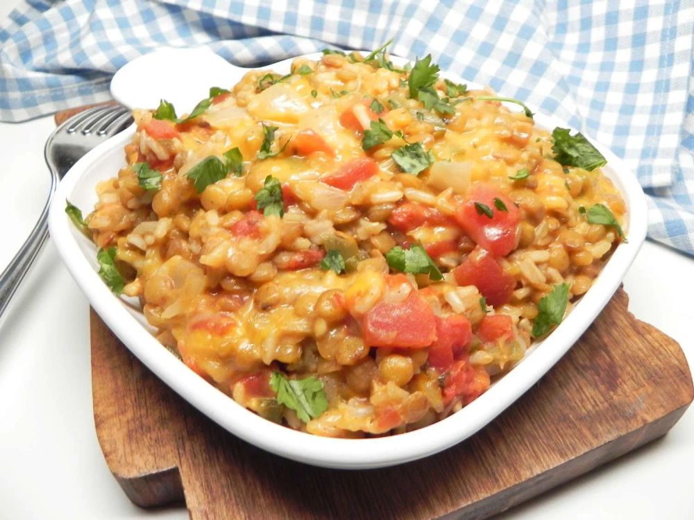 Instant Pot® Cheesy Mexican Lentils and Rice